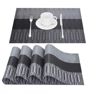 Placemats Set of 4, Heat-Resistant Woven Vinyl Placemat, Non-Slip Washable PV... - Picture 1 of 5