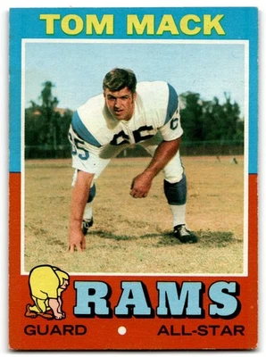 1971 Topps Tom Mack HOF'er in Mid - Grade Cond Los Angeles Rams #94 - Image 1 of 2