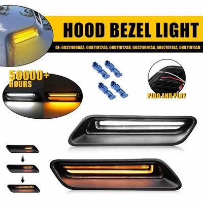 Fit 2010-2022 Dodge Ram 2011-2018 Ram 1500 Right Left Hood Bezel Driving Light - Image 1 of 4