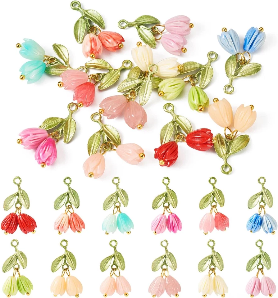 Pandahall Acrílico Flores Dijes Florales Hoja Dijes Transparente Lirio Floral Cuelga Foto 1 de 4