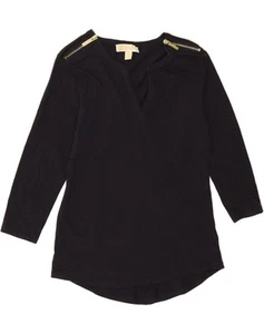 MICHAEL KORS Womens Top 3/4 Sleeve UK 10 Small Black Cotton AD09 - Picture 1 of 3