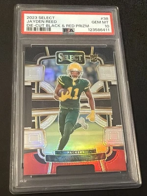 Panini Select 2023 - Jayden Reed #38 negro y rojo Prizm troquelado (RC). PSA 10 Foto 1 de 2