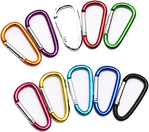 Weforu 10 PCS 6CM Locking Carabiner Clips, Aluminum Carabiner D Ring D-Shaped... - Picture 1 of 12