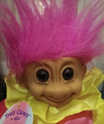 Vintage Troll Jester Clown Doll Russ Berrie Baby 11"Plush/New/PVC Pellets - Image 1 of 4