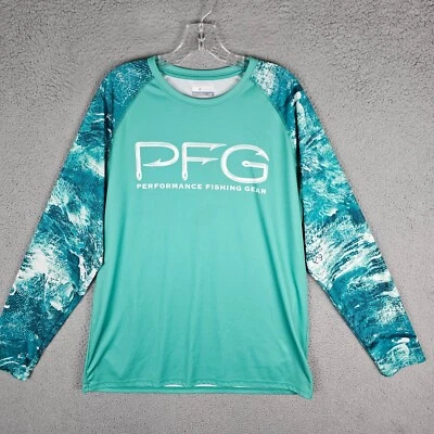 Camisa de pesca Columbia para hombre grande azul aguamarina PFG terminal aparejo manga larga Foto 1 de 4