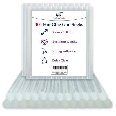 HABERCRAFTS Mini Glue Sticks For Hot Melt Gun 7.2mm x 100mm Clear Adhesive (100 Sticks)
