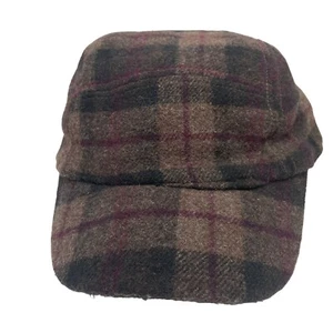 Banana Republic Womens L/XL 5 Panel Wool Blend Cap Baseball Hat Brown Plaid - Picture 1 of 5