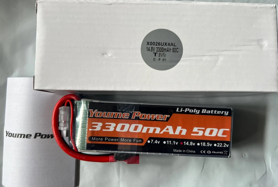 2PCS 14.8V 3300mAh 4S LiPo Battery 50C Dean For RC Helicopter Boat Car Truck - Image 1 of 3