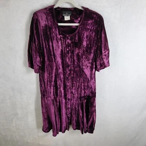 Vintage Carole Little Velvet Dress Drop Waist Short Sleeve Purple Sz 8 USA Made - Picture 1 of 12