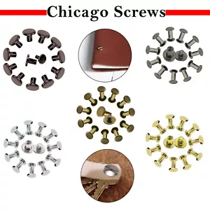 10/20/50 piezas Billetera para cinturón de cuero de latón liso Chicago remaches con tachuelas a tornillo - Imagen 1 de 22