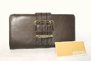 NEW MICHAEL KORS GANSEVOORT TEAK BROWN TOP ZIP LEATHER WALLET,CLUTCH-MSRP $168 - Picture 1 of 6