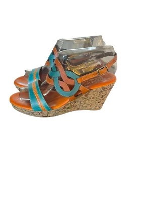 Spring Step L'artiste Sharina Wedge Sandals Womens Size 41 Orange Platform Artsy - Image 1 of 4