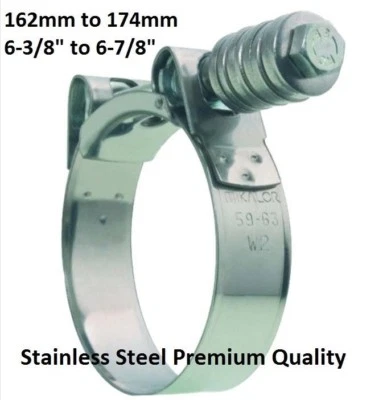 MIKALOR 6" Suction Hose Trash Pump Stainless Steel Super Duty Clamp 6-3/8 6-1/2 6-7/8