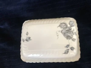 Royal Tettau Germany porcelain butter dish  rectangle graey roses vintage - Picture 1 of 4