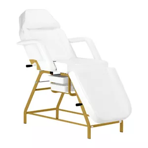 Kosmetikliege Kosmetikstuhl Behandlungsliege 557 Gold Weiss - Bild 1 von 12