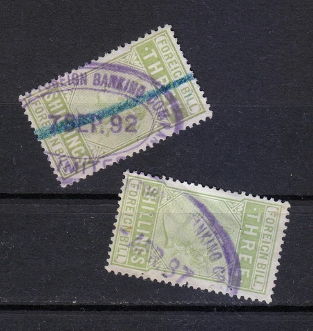 Great Britain Foreign Bill Three Shilling used stamps Victoria period 01 Cover