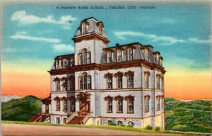 Fourth Ward School Virginia City Nevada Linen Postcard - Picture 1 of 2