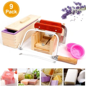 9 Pcs Soap Making Tool Kit Loaf Soap Mould Wooden Soap Cutter Slicer Tools - Picture 1 of 8