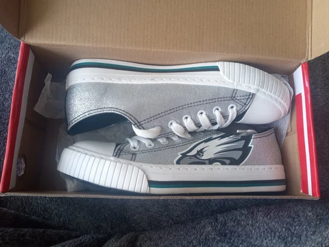 FOCO Womens NFL Philadelphia Eagles Glitter Low Top Canvas Sneakers Shoes size 7 Cover