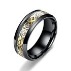 Men's Ring Dragon Celtic Tungsten Titanium Steel Wedding Fashion Band 8Mm #