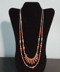 Native American NC Cherokee Handcrafted Liquid Silver Beaded Goldstone Necklace - Picture 1 of 8