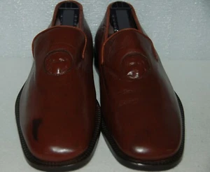 Men's Brown Moccasin Casual Shoes Leather Olivier Sz 8 Handmade in Italy - Picture 1 of 11