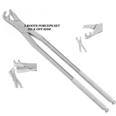 SN EQUINE 19" 3 Roots Set Hand Extraction Forcep, Hand Crafted,S,Steel, Equine with Pouch