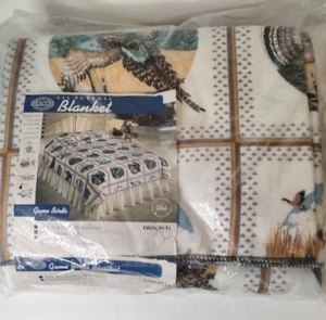 Vintage Home Design Fashion Print Blanket, Fits Full and Twin, Game Birds NOS - Picture 1 of 6