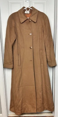 VTG CHARLES KLEIN Forstmann Wool Pockets W Flap Button Up Camel Womens Long Coat - Image 1 of 4