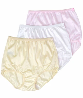 Dixie Belle Womens Underwear Pink Yellow White Full Brief Nylon Panties 3-Pack - Image 1 of 4