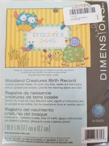 Dimensions WOODLAND CREATURES BIRTH RECORD Cross Stitch Kit 70-74370  New - Picture 1 of 3