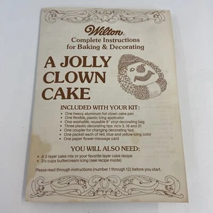 Vintage WILTON The Jolly Clown Cake Pan Complete Instructions - Picture 1 of 2