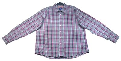 Egara Dress Shirt Mens Size XXL Blue Pink Plaid Button Down Slim Fit Non Iron - Image 1 of 4