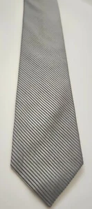 Calvin Klein Silk White /Silver Striped Sliver Grid Grey Necktie - Picture 1 of 6