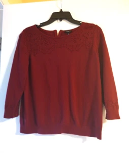 Talbots Strick Pullover Oberteil Damen Gr. L petite weinrot 3/4 Arm Reißverschluss hinten weich - Bild 1 von 7