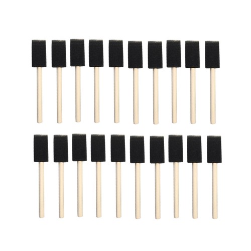24pcs 1 Inch Sponge Wood Handle Paint Brush Set 10 Pack Lightweight