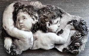plaster wall Plaque Cherub's Wall Decor Hanging Hand Casted Finished vtg - Picture 1 of 4
