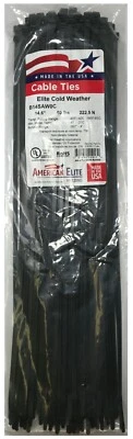 SHERCO-AUTO (100) Black 14" Inch Extreme Cold Weather Nylon Cable Wire Wrap Zip Ties 50 LBS