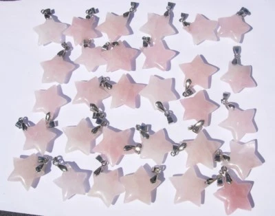 天然粉红色玫瑰石英石星星小饰品吊坠灵气修复 — 第 1/4 张图片