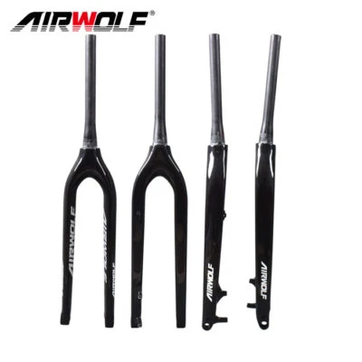 Horquilla de fibra de carbono 29er MTB bicicleta eje pasante rígido cónico horquilla de disco horquillas 3K/UD Foto 1 de 4