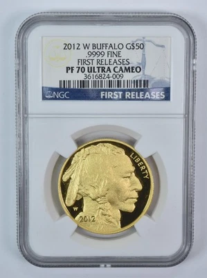 2012-W $50 American Gold Buffalo First Releases 1 Oz Gold PF70 UCAM NGC *9782 - Image 1 of 3
