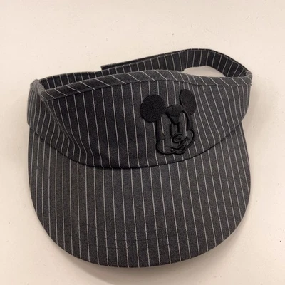 Mickey Mouse Disney parks pinstripe gray wide brim sunvisor - Image 1 of 4