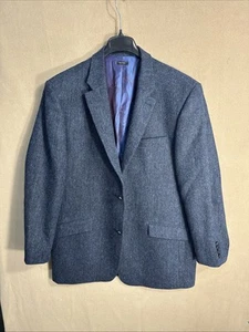 Peter Christian Harris Tweed Schottland 48L dunkelblau Fischgrät schwer Polen - Bild 1 von 14