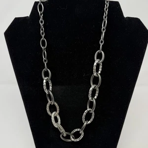 Brighton Pebble Pave Crystal Gunmetal Silver Necklace and Earrings - Picture 1 of 12