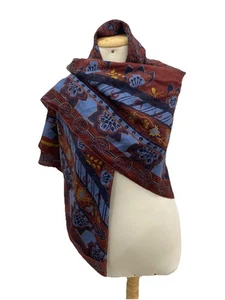 S3# Hermes  Multicolor Shawl Cachmere  & Silk 53 Inch - Picture 1 of 10