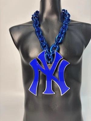 New York Yankees Blue Big Chain Necklace MLB 34” Acrylic Fan Chain Logo 3D - Image 1 of 2