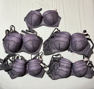 LOTE DE 14 SUJETADORES DEMI VICTORIA'S SECRET DREAM ANGELS LIGERAMENTE FORRADOS DE ENCAJE MORADO - Imagen 1 de 9