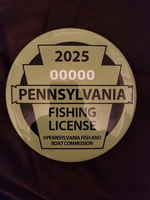 Pines de licencia de pesca Pennsylvania 2025 6" se usaron para exhibición raros Foto 1 de 2