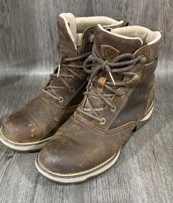 Ariat Womens Anthem Round Toe Lacer Waterproof Boot Distressed Brown 9B - Image 1 of 4