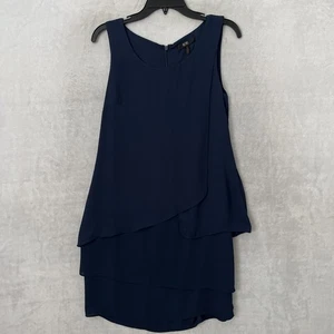 BCBG Paris Womans A Line Dress Blue Solid 4 Polyester Sleeveless Round Neck Zip - Picture 1 of 8
